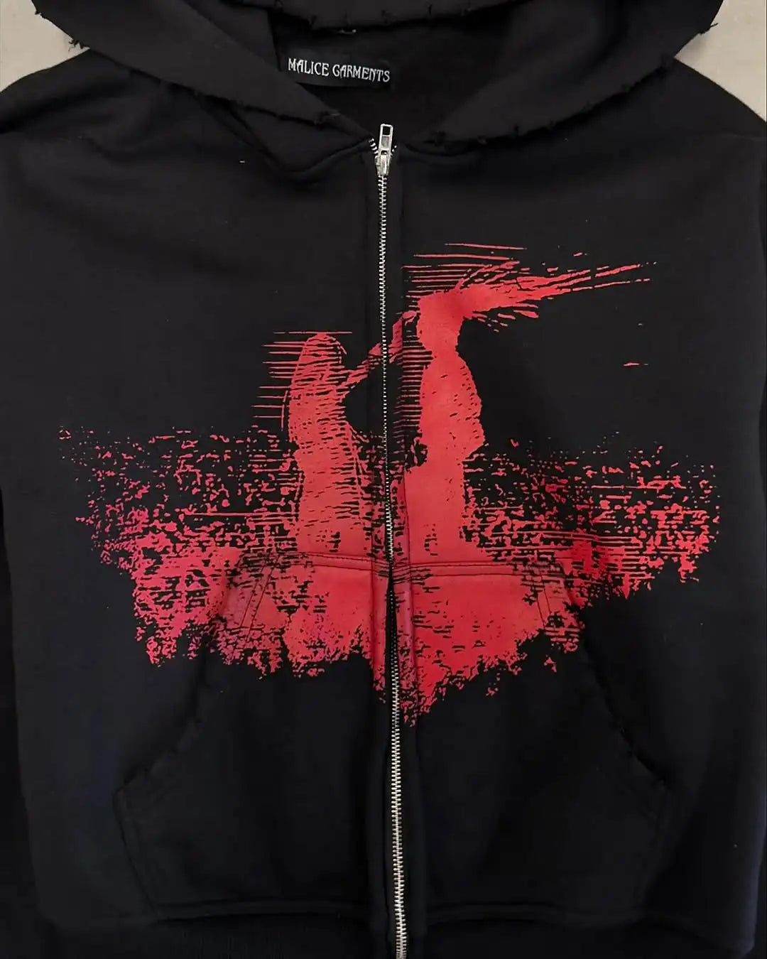 Y2K Red Mist Graphic Full Zip Hoodie