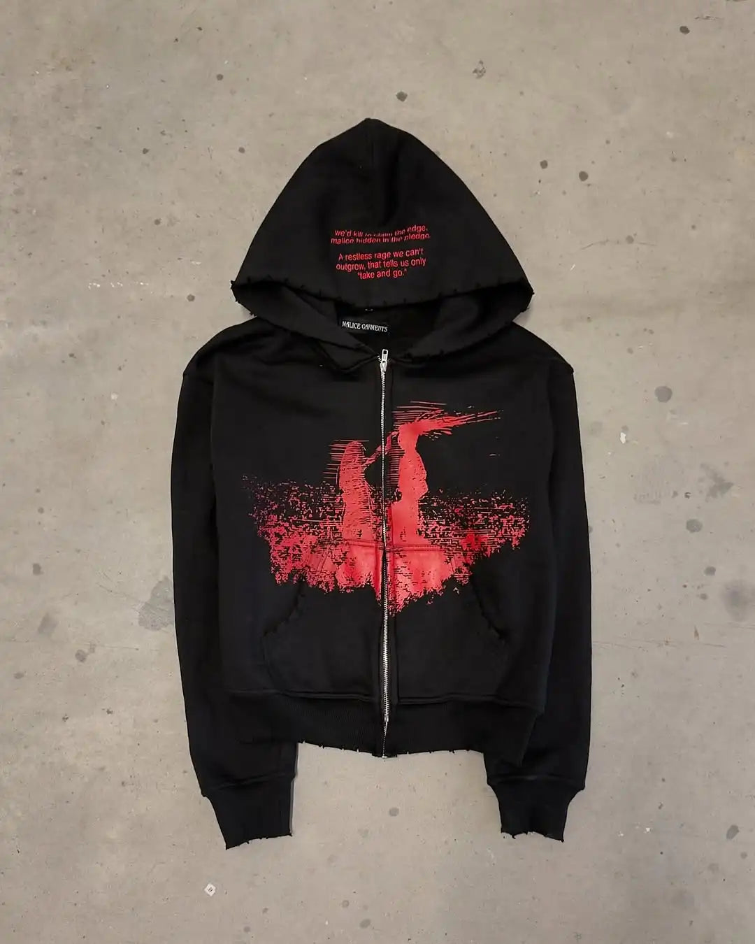 Y2K Red Mist Graphic Full Zip Hoodie