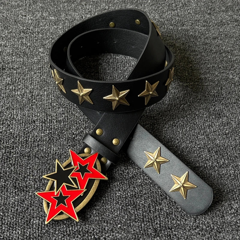 Y2K Red Star Buckle Belt