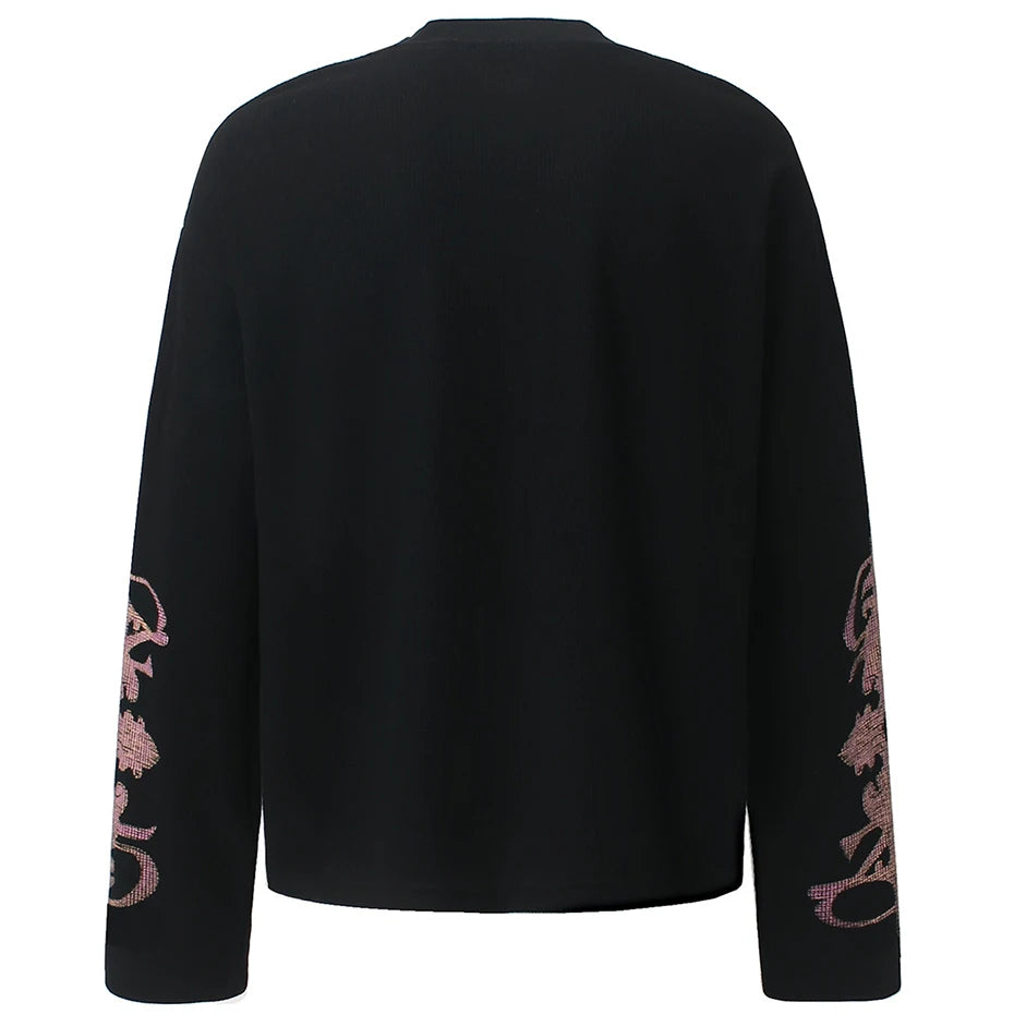 Y2K "Regal" Rivet Graphic Long Sleeve Top