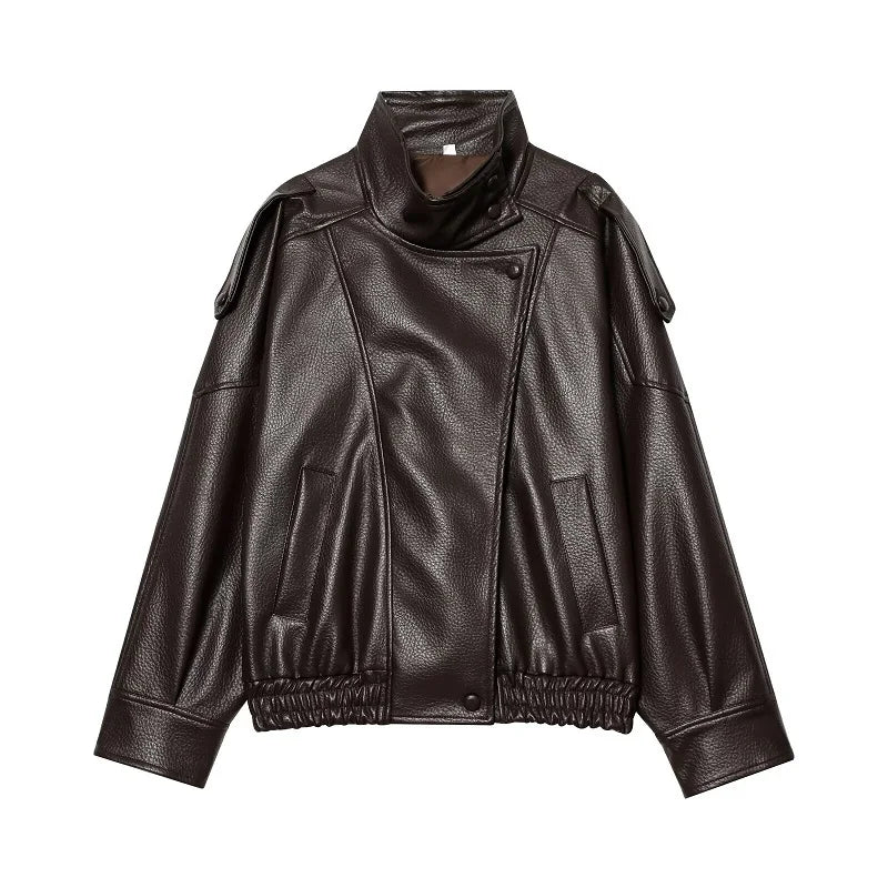 Y2K Regular Womens Faux Leather Jacket