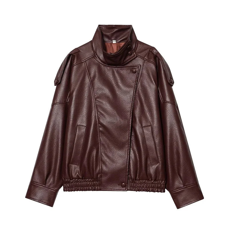 Y2K Regular Womens Faux Leather Jacket