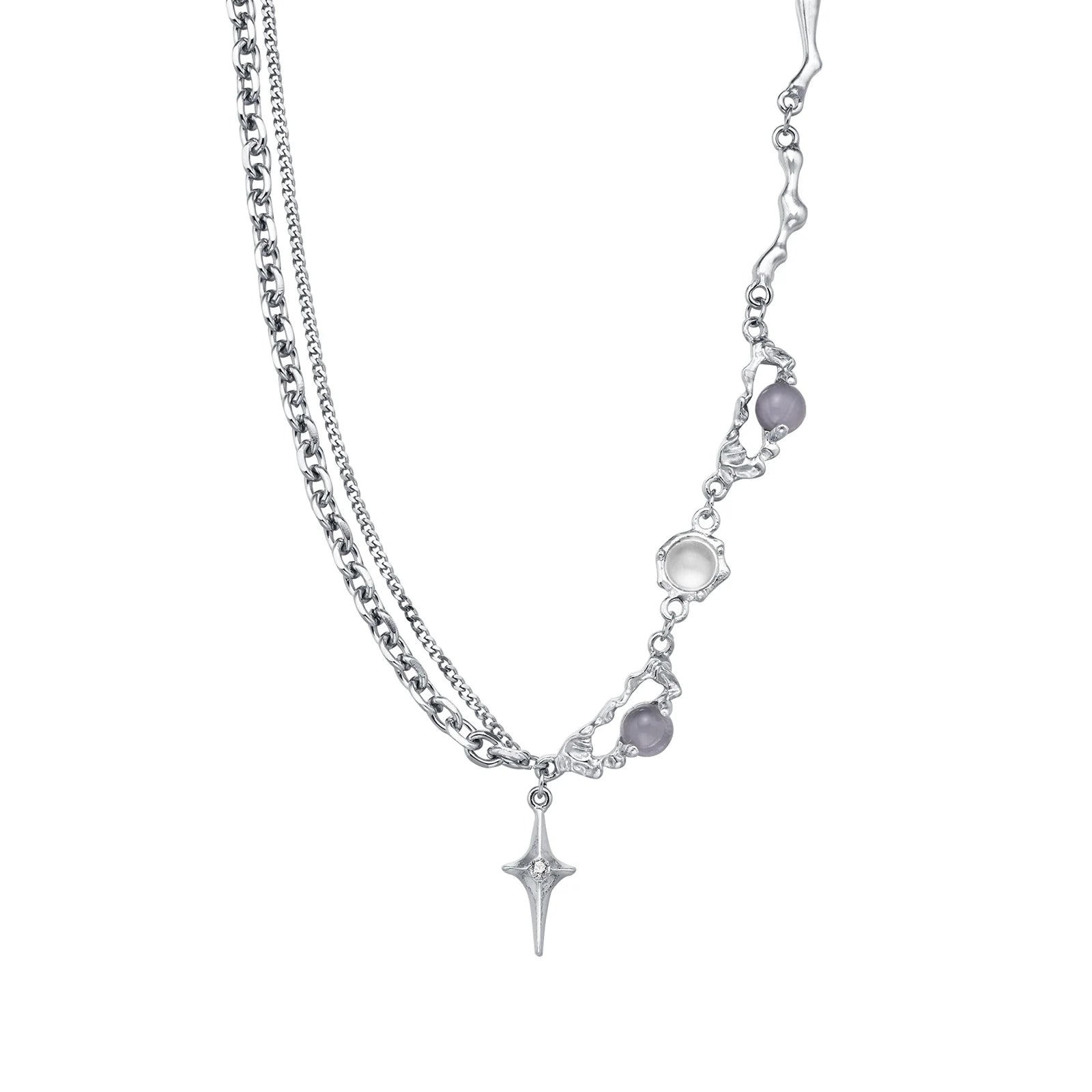 Y2K Resin Bead Cross Pendant Necklace