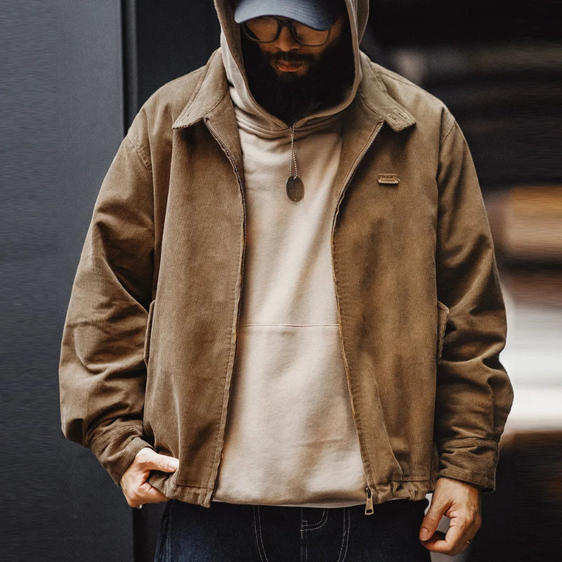 Y2K Retro Corduroy Jacket With Stand Up Collar