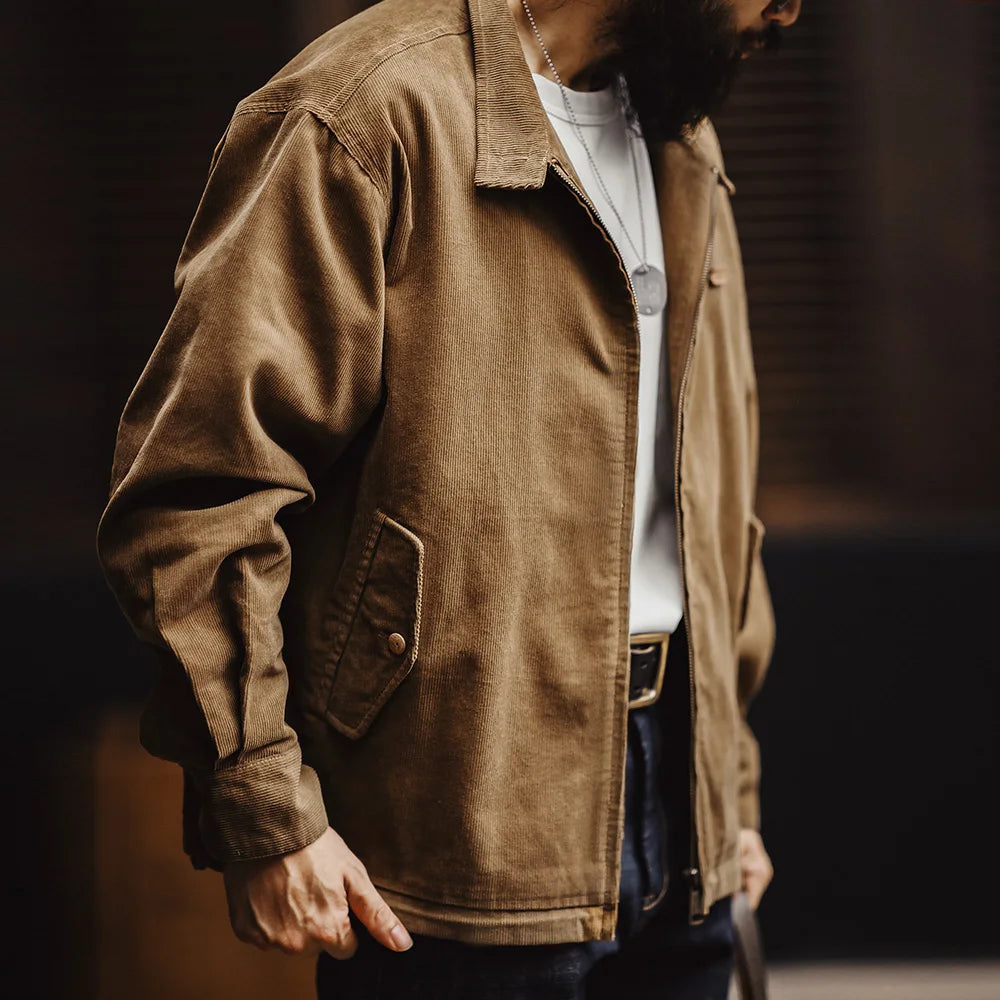 Y2K Retro Corduroy Jacket With Stand Up Collar