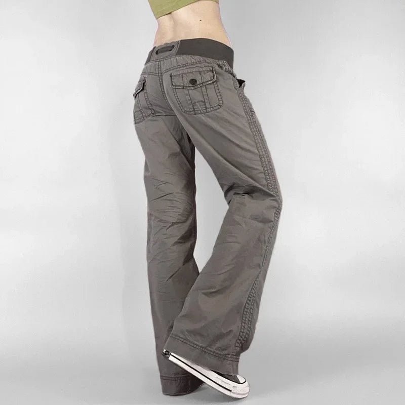 Y2K Retro Lace Up Low Rise Cargo Jeans
