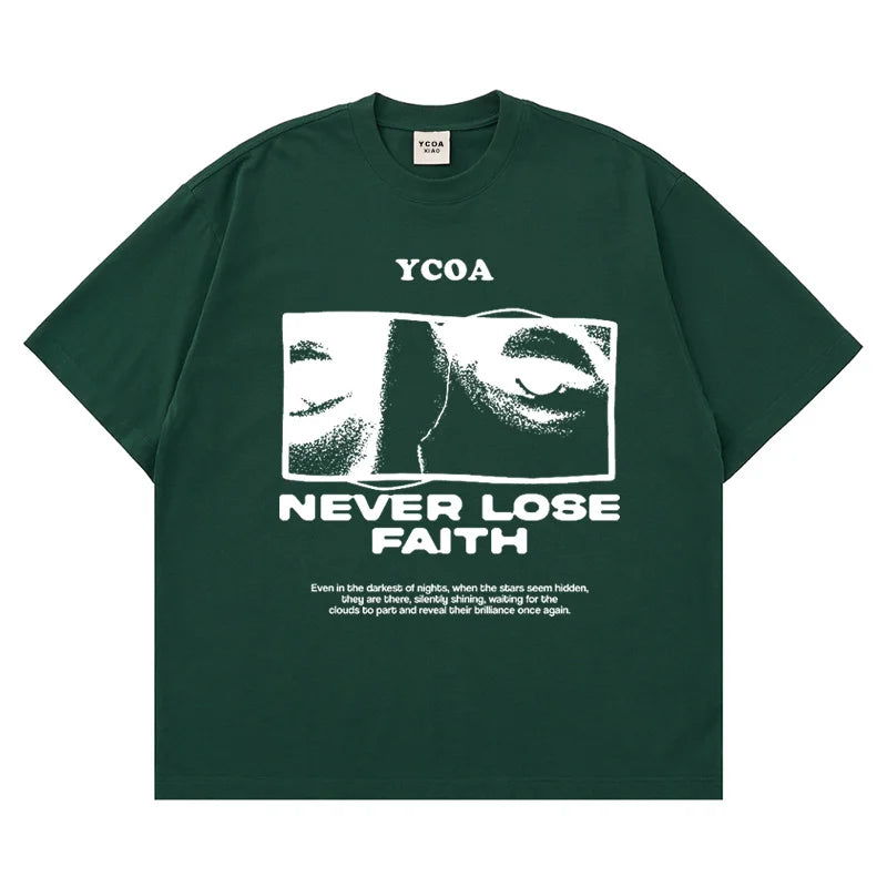 Y2K Retro "Never Lose Faith" Graphic T Shirt