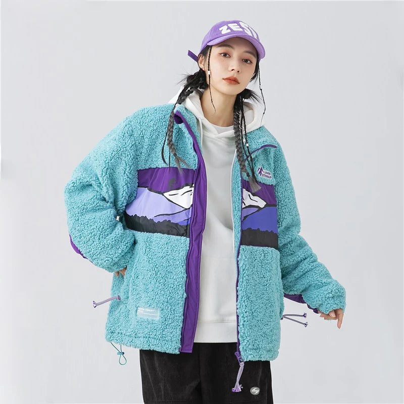 Y2K Retro Sherpa Fleece Zip Up Jacket