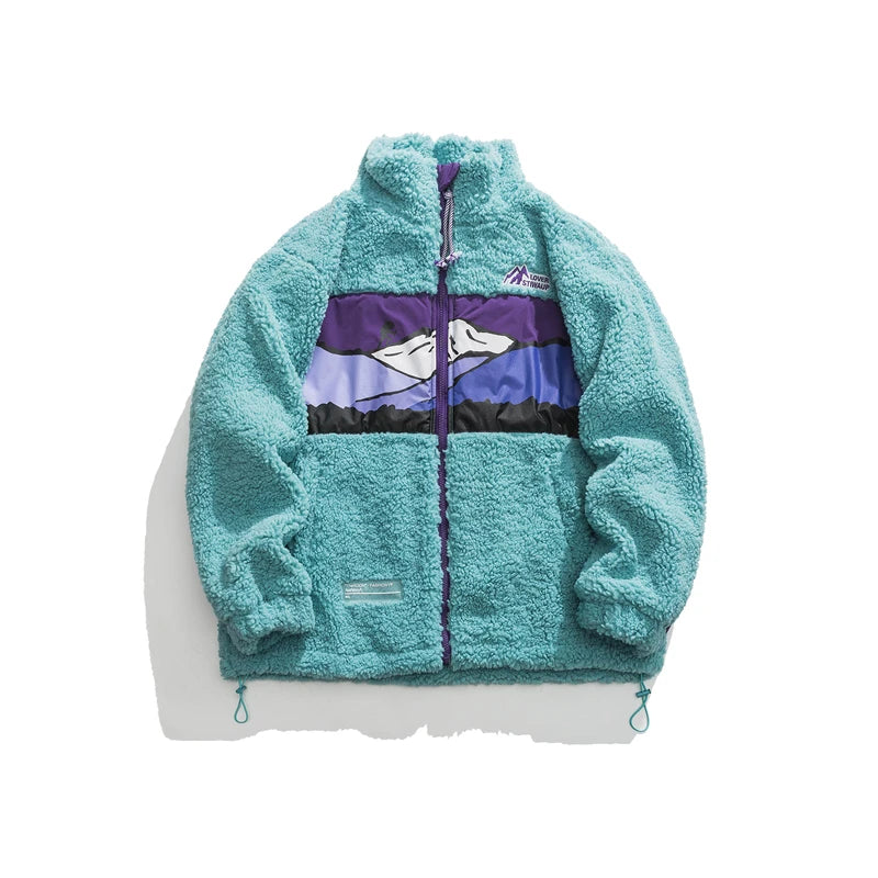 Y2K Retro Sherpa Fleece Zip Up Jacket