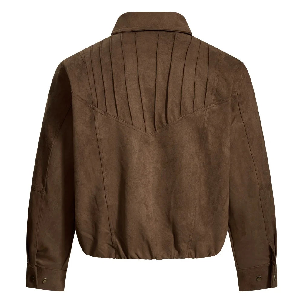 Y2K Retro Spliced Faux Suede Leather Jacket