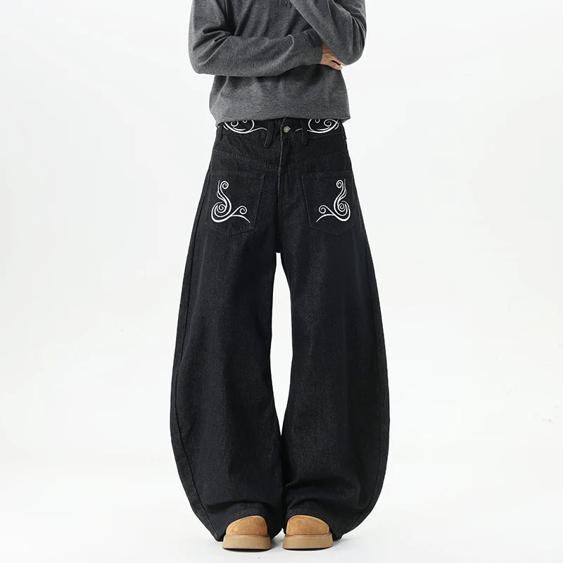 Y2K Retro Western Embroidered Baggy Barrel Jeans