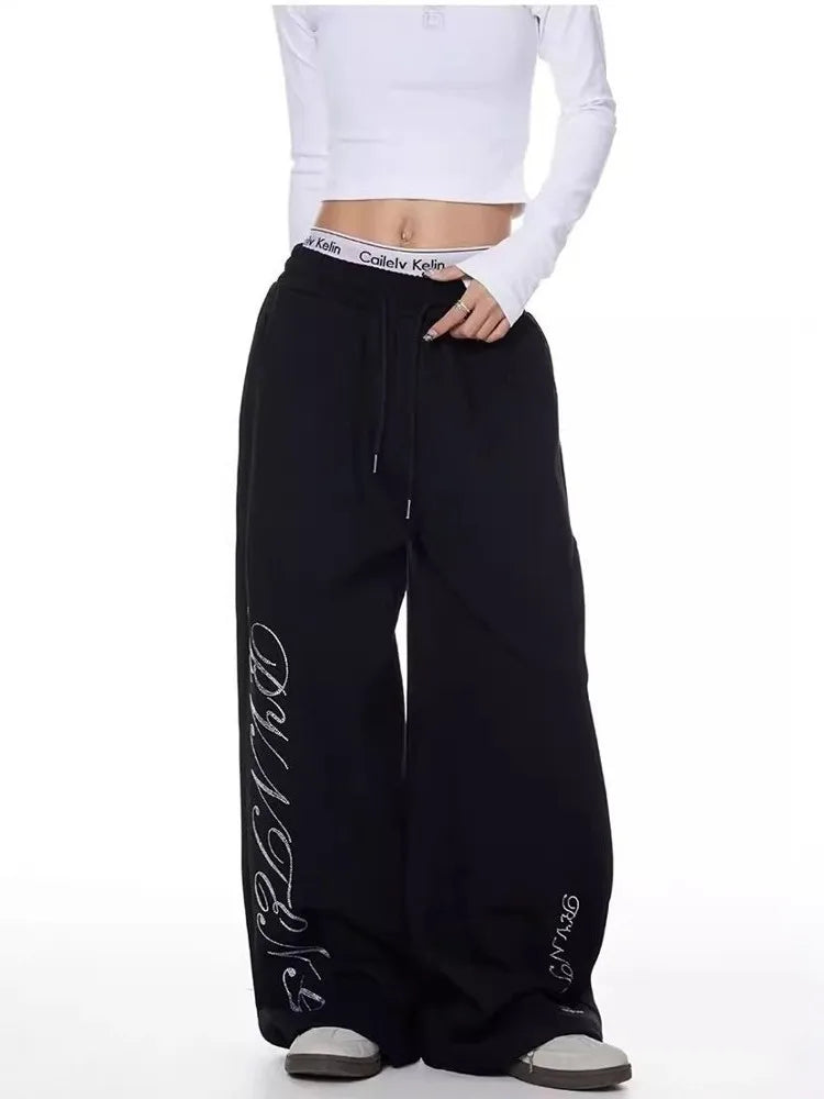 Y2K Rhinestone Graphic Sweatpants Joggers Trousers