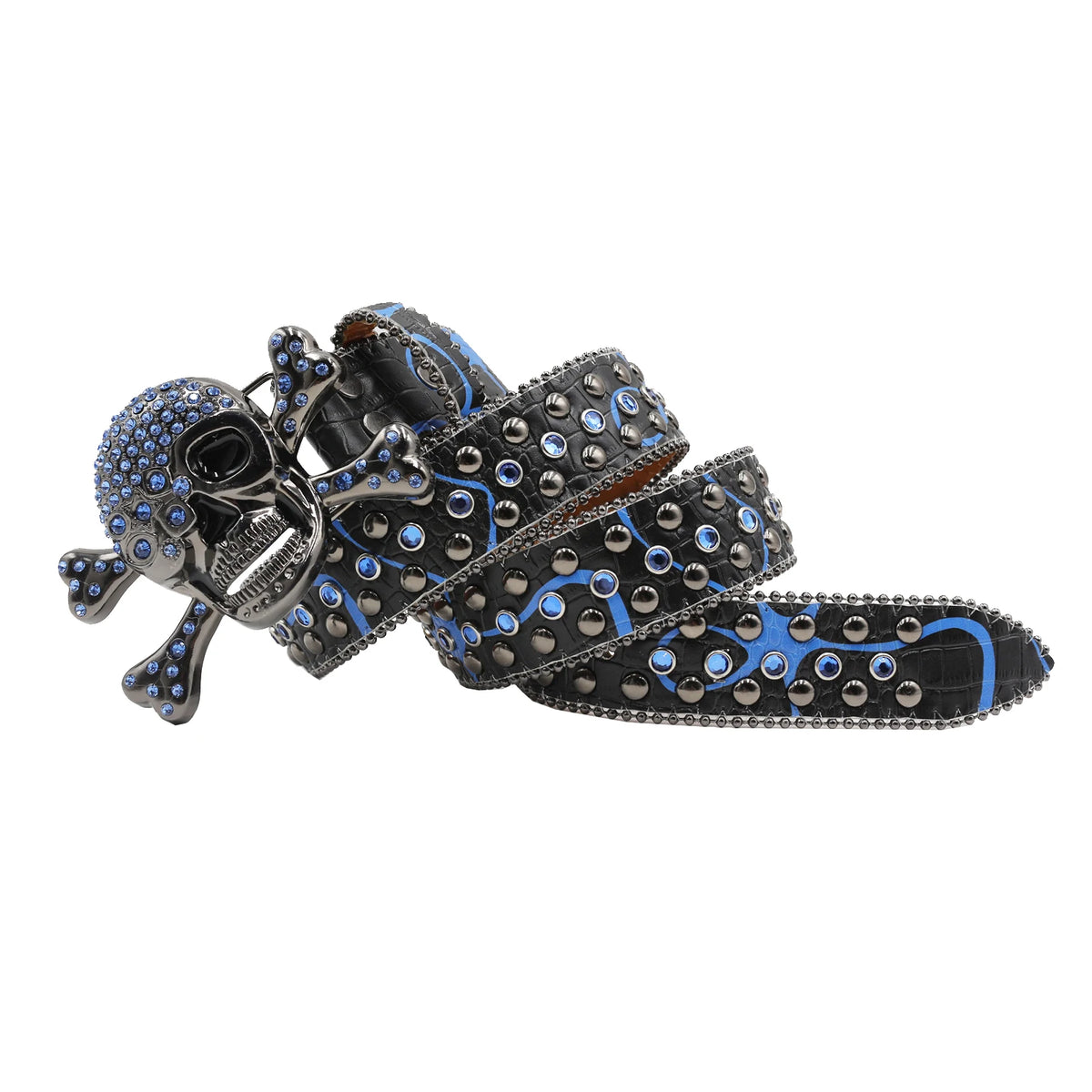 Y2K Rhinestone Skull Studded Buckle Belt