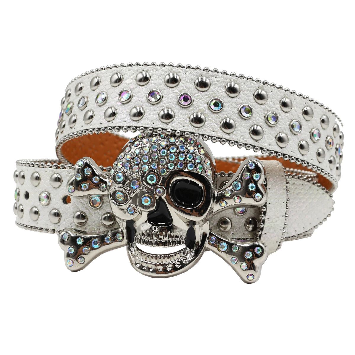 Y2K Rhinestone Skull Studded Buckle Belt