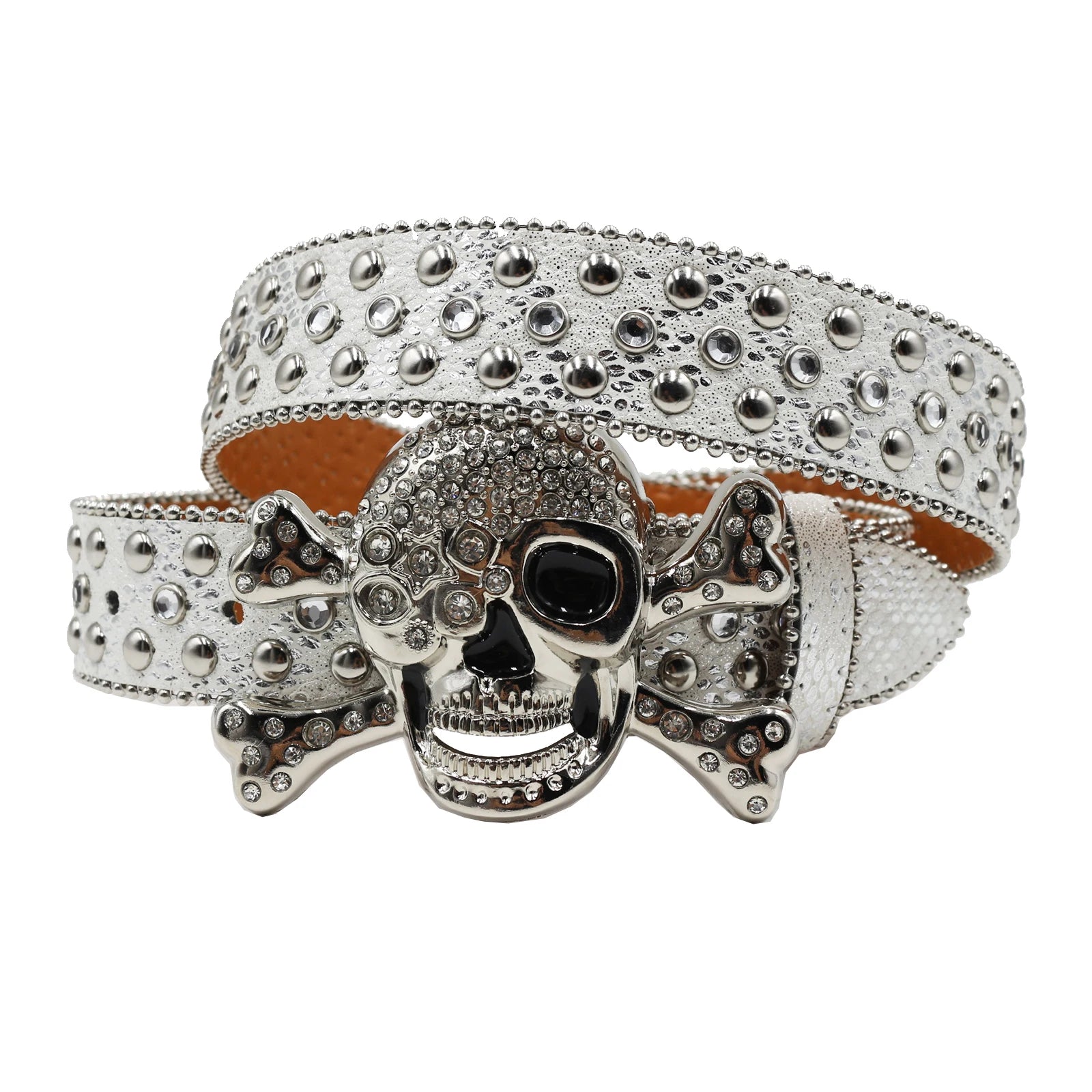 Y2K Rhinestone Skull Studded Buckle Belt