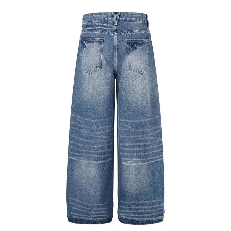 Y2K Rhinestone Stars Distressed Wide Leg Denim Jeans