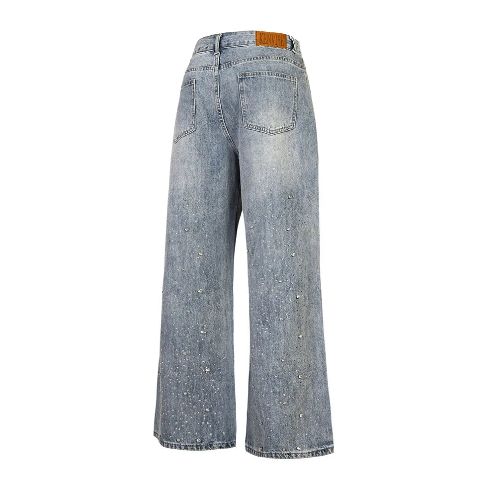 Y2K Rhinestone Washed Denim Jeans