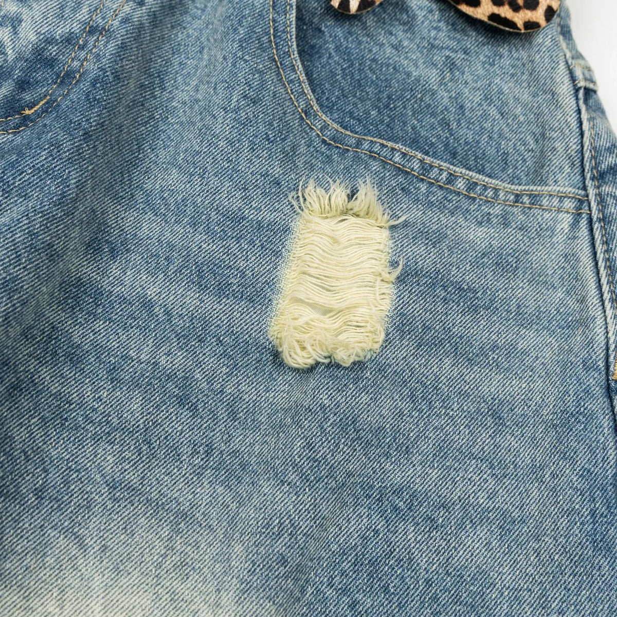 Y2K Ripped Wide Leg Leopard Print Denim Jeans