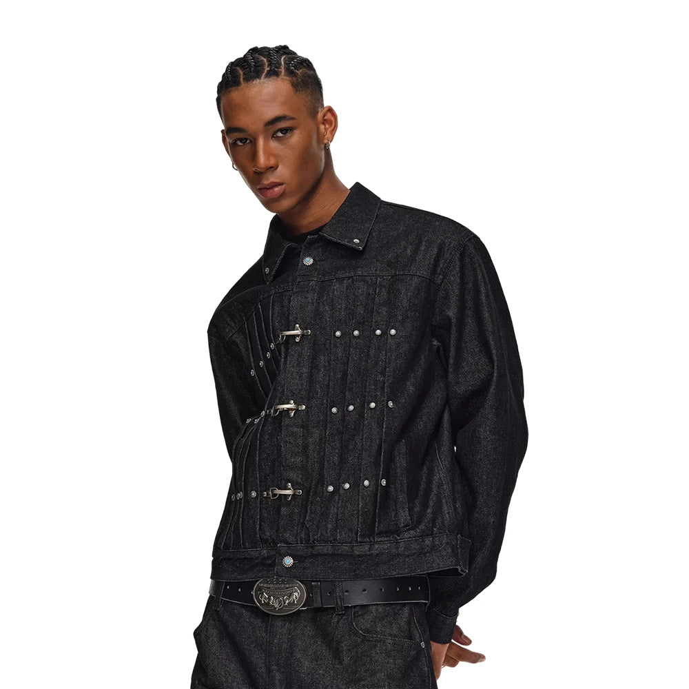 Y2K Rivet Clasp Raw Denim Jacket