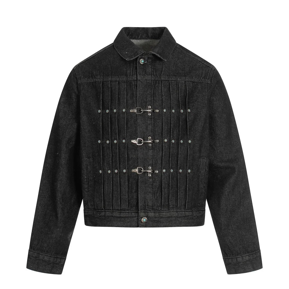 Y2K Rivet Clasp Raw Denim Jacket