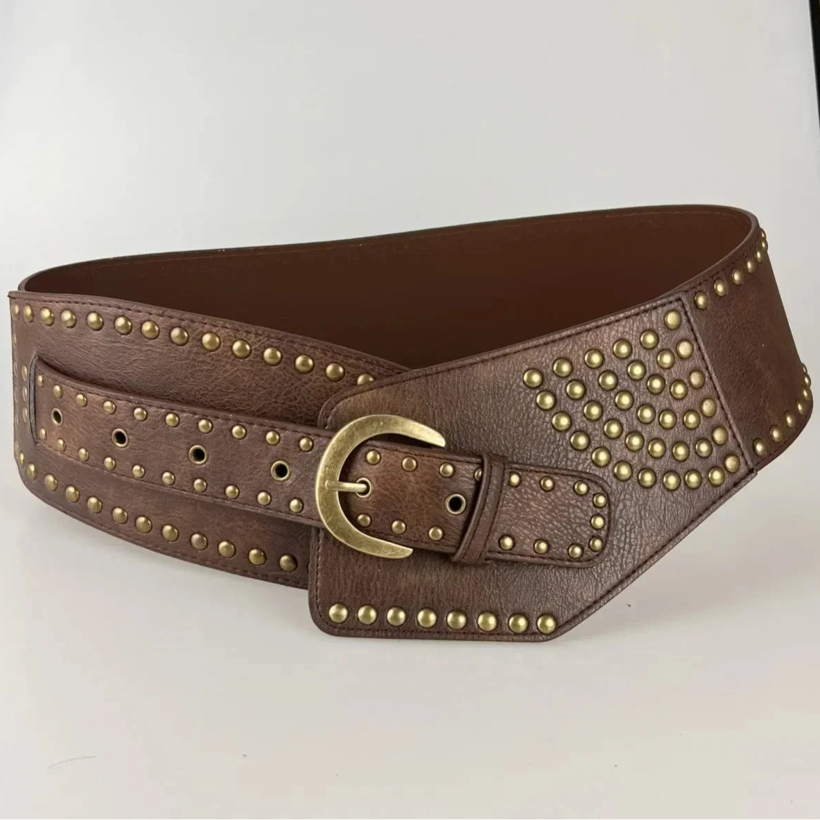 Y2K Rivet Irregular Wide Faux Leather Body Belt