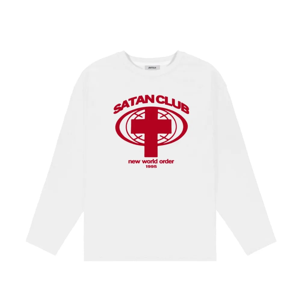 Y2K Satan Club Graphic Long Sleeve Top