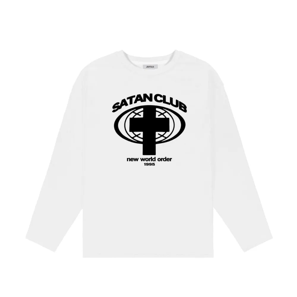 Y2K Satan Club Graphic Long Sleeve Top