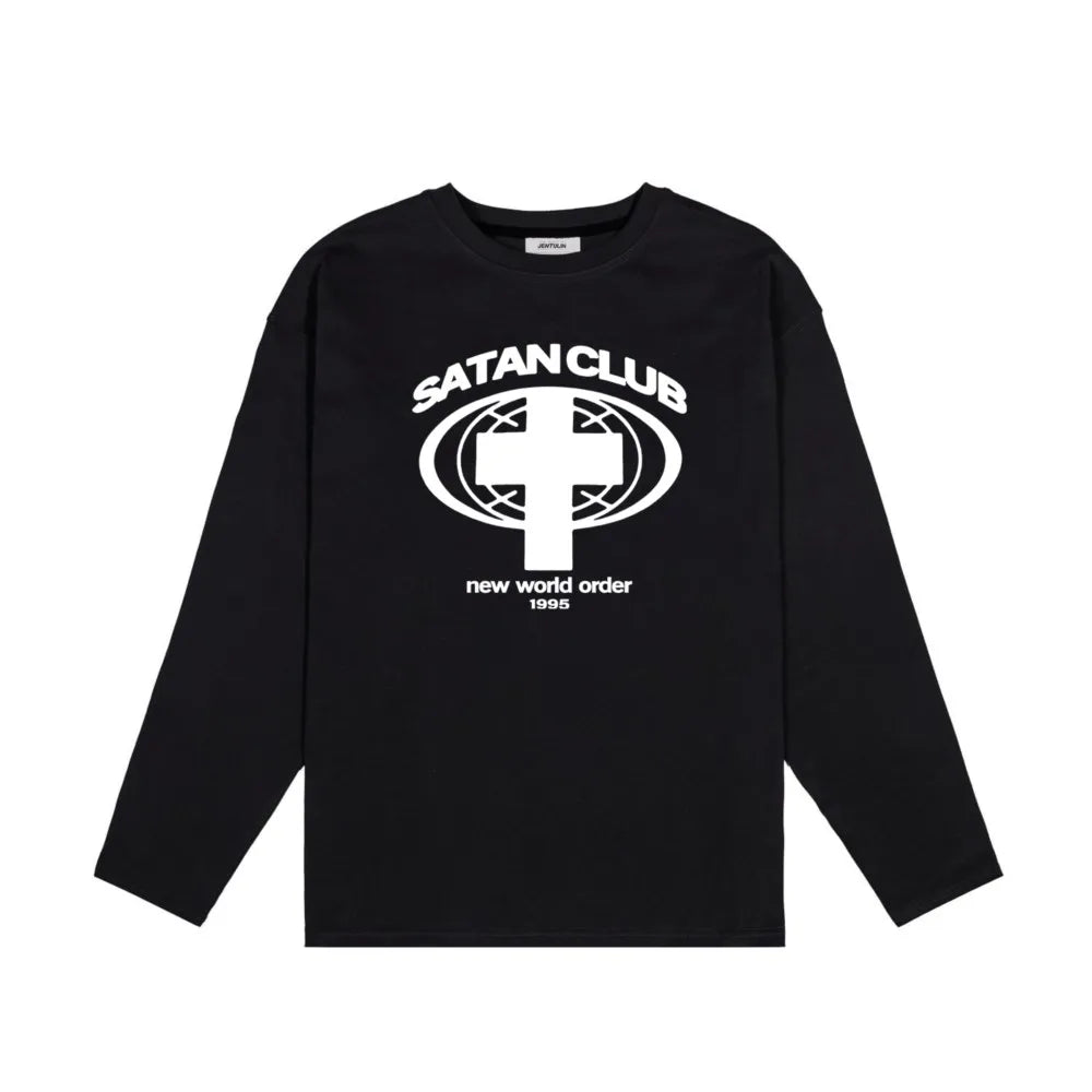 Y2K Satan Club Graphic Long Sleeve Top