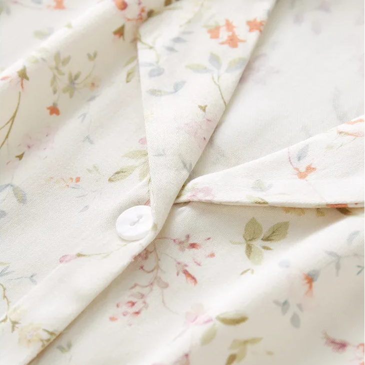 Y2K Satin Willow Print Two Piece Pyjamas