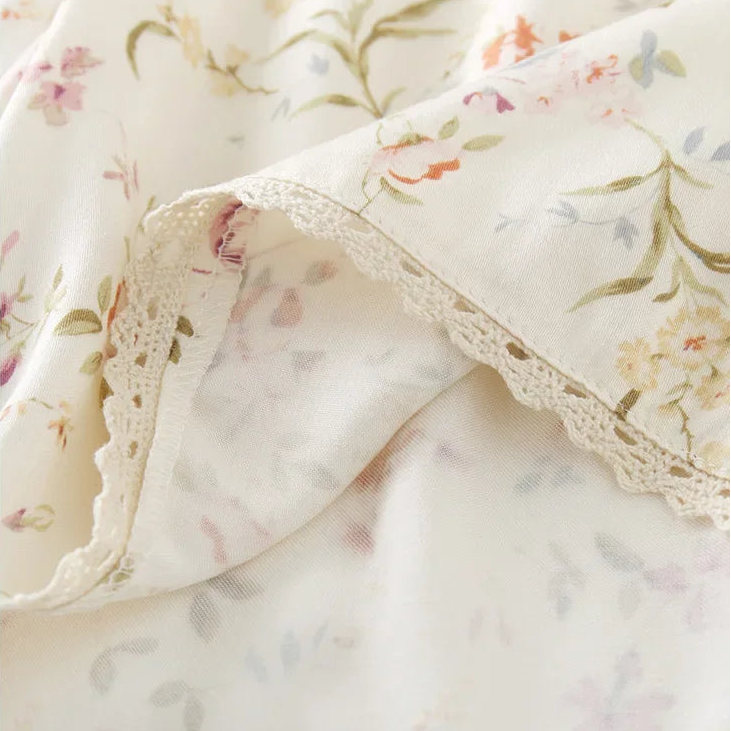 Y2K Satin Willow Print Two Piece Pyjamas