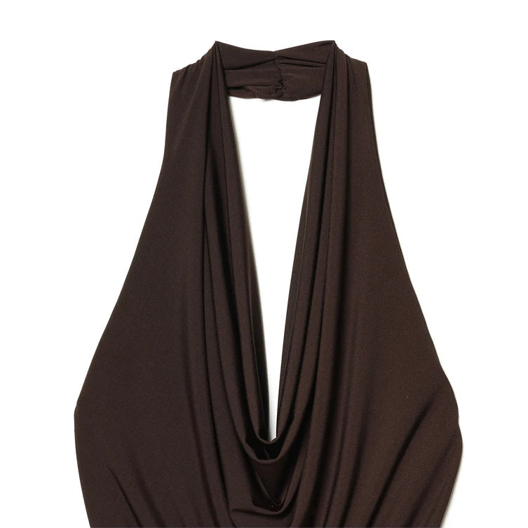 Y2K Sexy Backless Halter Plunge Low Cut Top