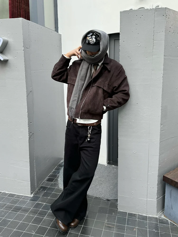 Y2K Short Soft Brown Faux Suede Leather Jacket