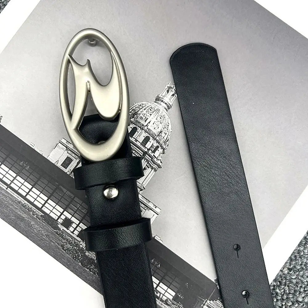 Y2K Signature R Buckle Leather Belt