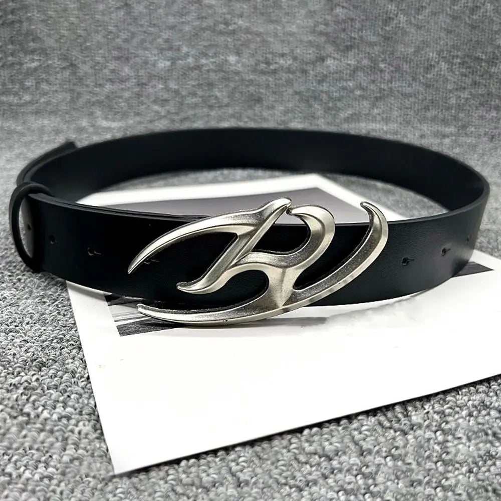 Y2K Signature R Buckle Leather Belt