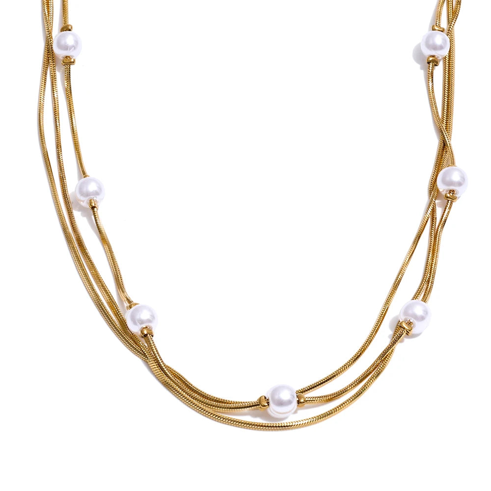 Y2K Simulated Pearl Layered Stacking Necklace