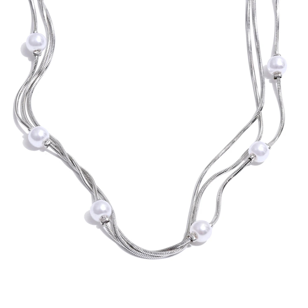 Y2K Simulated Pearl Layered Stacking Necklace