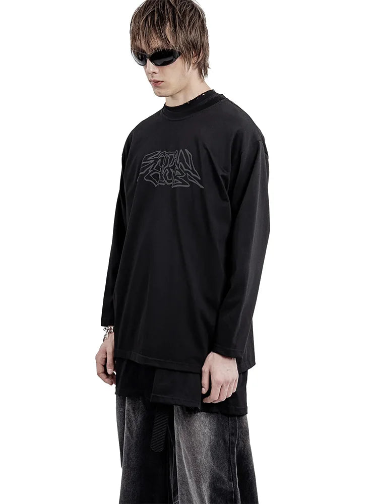 Y2K Skull Crutch Graphic Long Sleeve Top