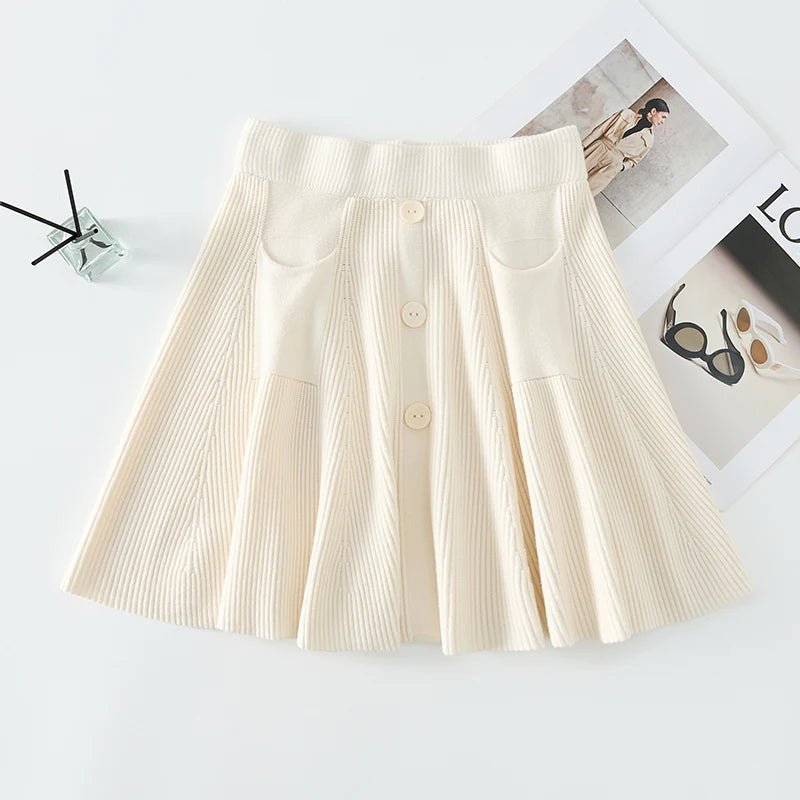Y2K Slim Knit High Waist A Line Mini Skirt