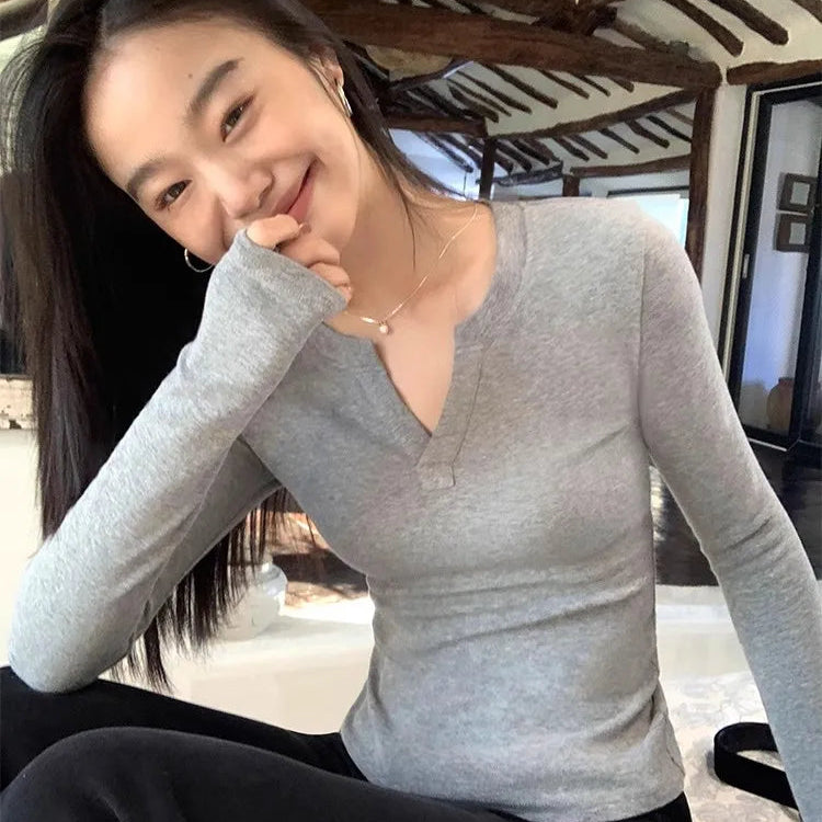 Y2K Slim Low Cut Long Sleeve Top