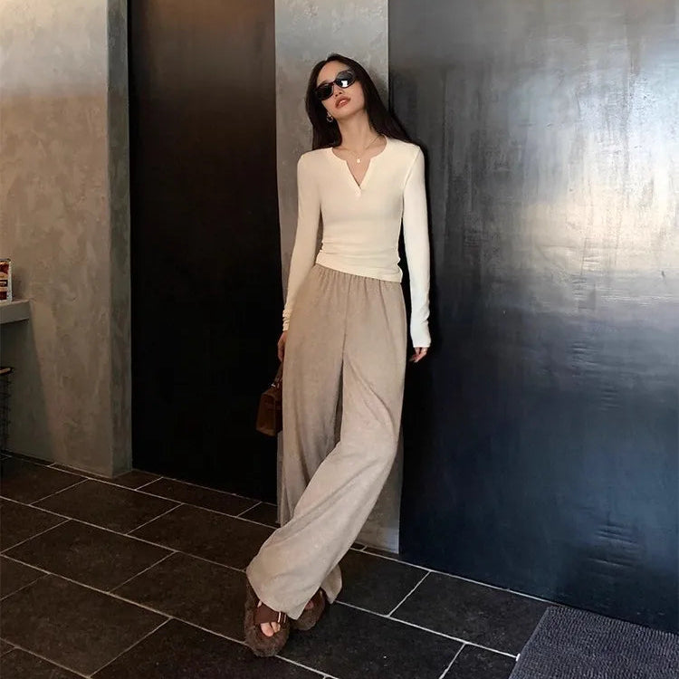 Y2K Slim Low Cut Long Sleeve Top