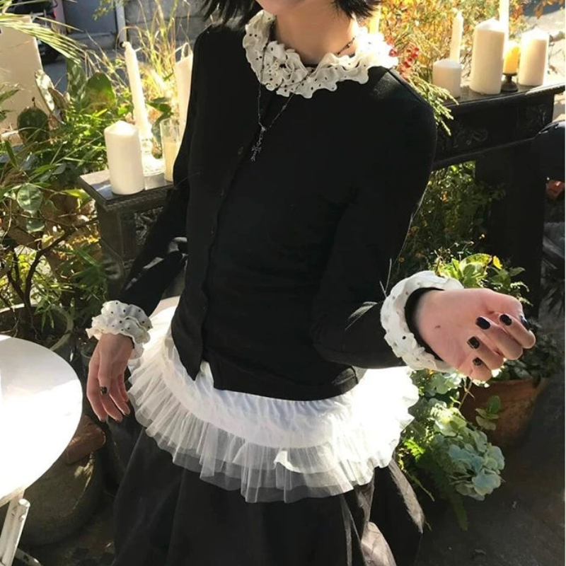 Y2K Slim Patchwork Fairycore Cardigan Knit Sweater