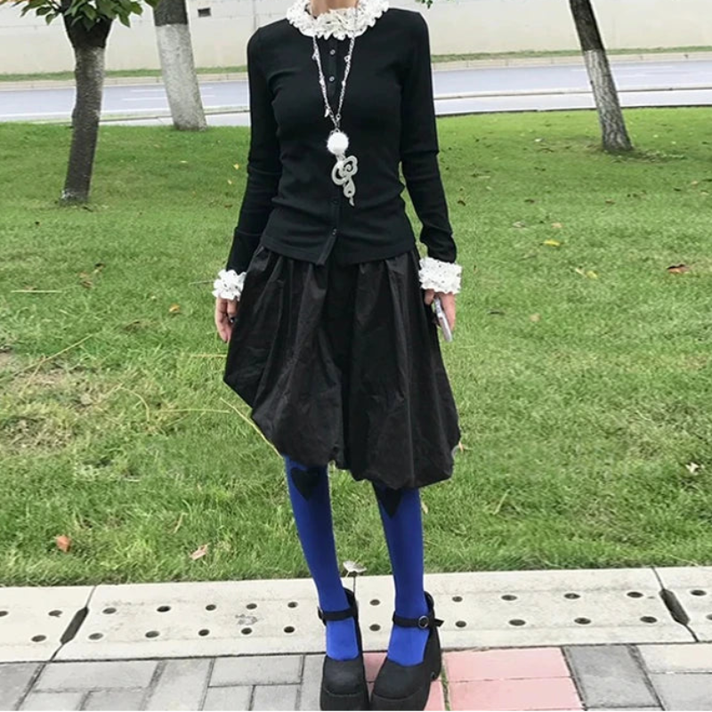 Y2K Slim Patchwork Fairycore Cardigan Knit Sweater