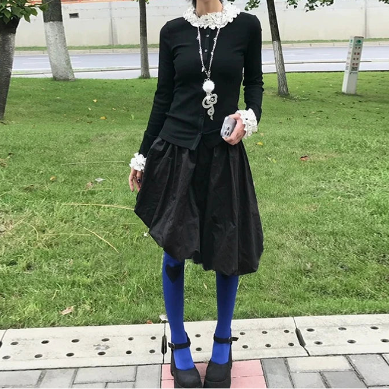 Y2K Slim Patchwork Fairycore Cardigan Knit Sweater