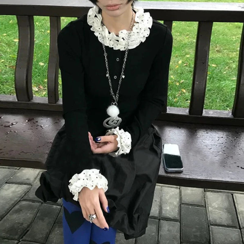 Y2K Slim Patchwork Fairycore Cardigan Knit Sweater