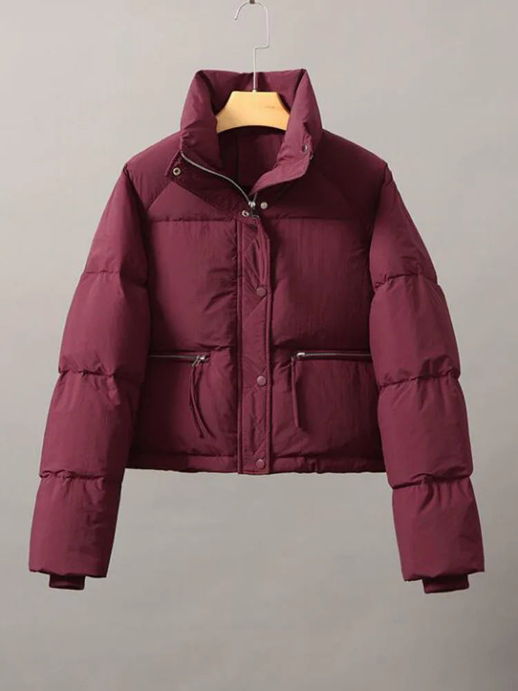 Y2K Small Crop Stand Collar Padded Puffer Jacket Coat