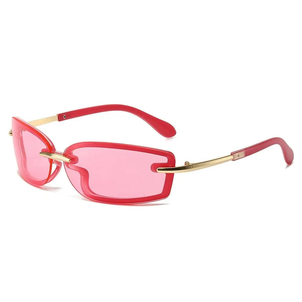 Y2K Small Rimless Square Candy Colour Futuristic Sunglasses