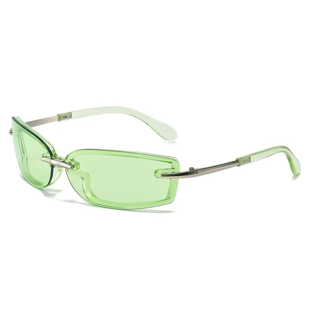Y2K Small Rimless Square Candy Colour Futuristic Sunglasses