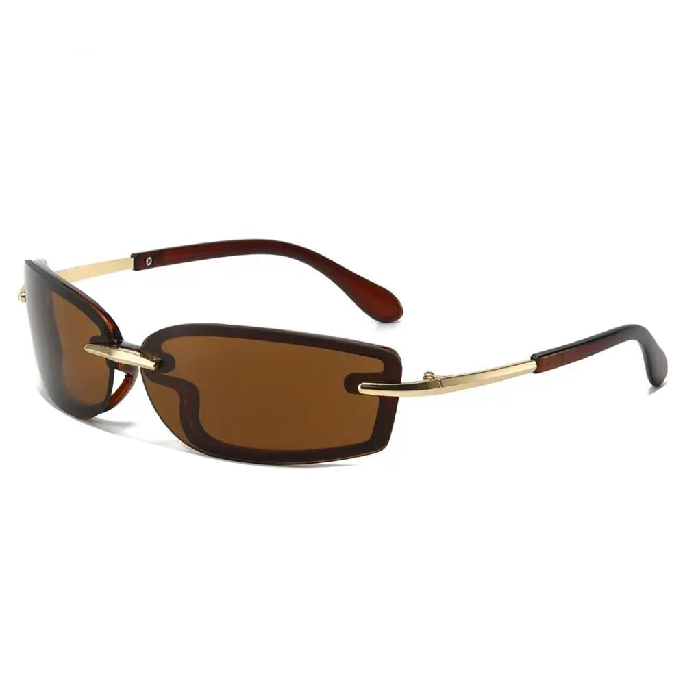 Y2K Small Rimless Square Candy Colour Futuristic Sunglasses