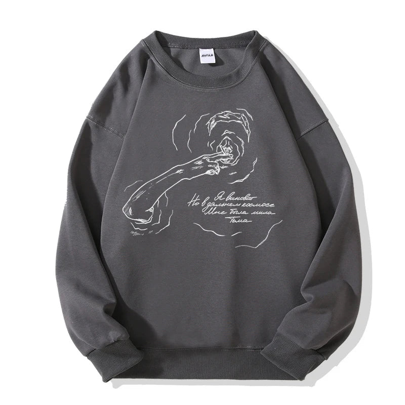 Y2K Smoking Portrait Graphic Hoodie