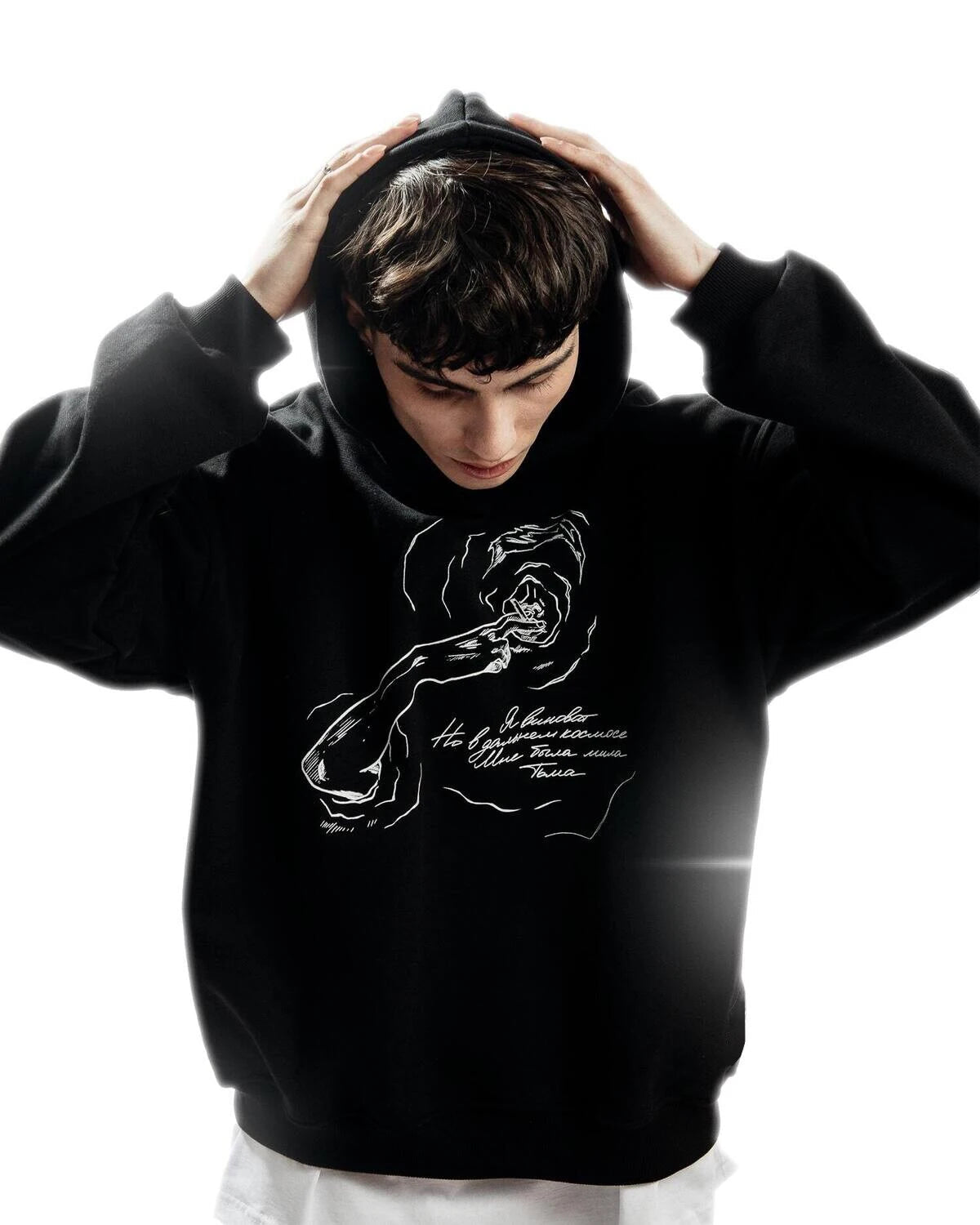 Y2K Smoking Portrait Graphic Hoodie